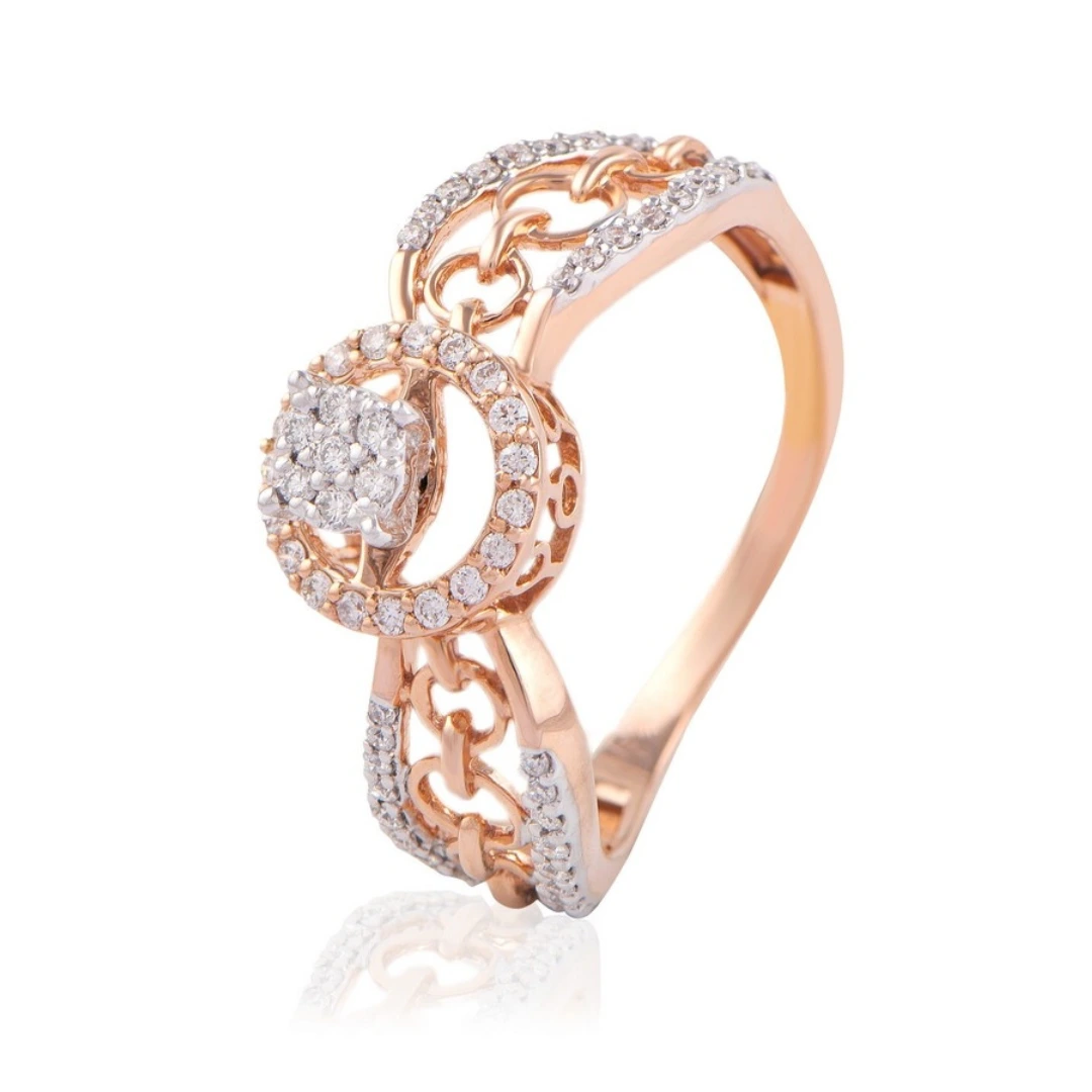 Crown Diamond Ring in 18K Rose Gold - Image 3