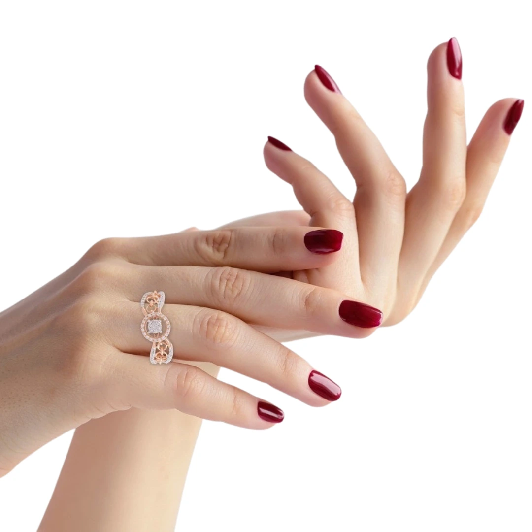 Crown Diamond Ring in 18K Rose Gold - Image 2